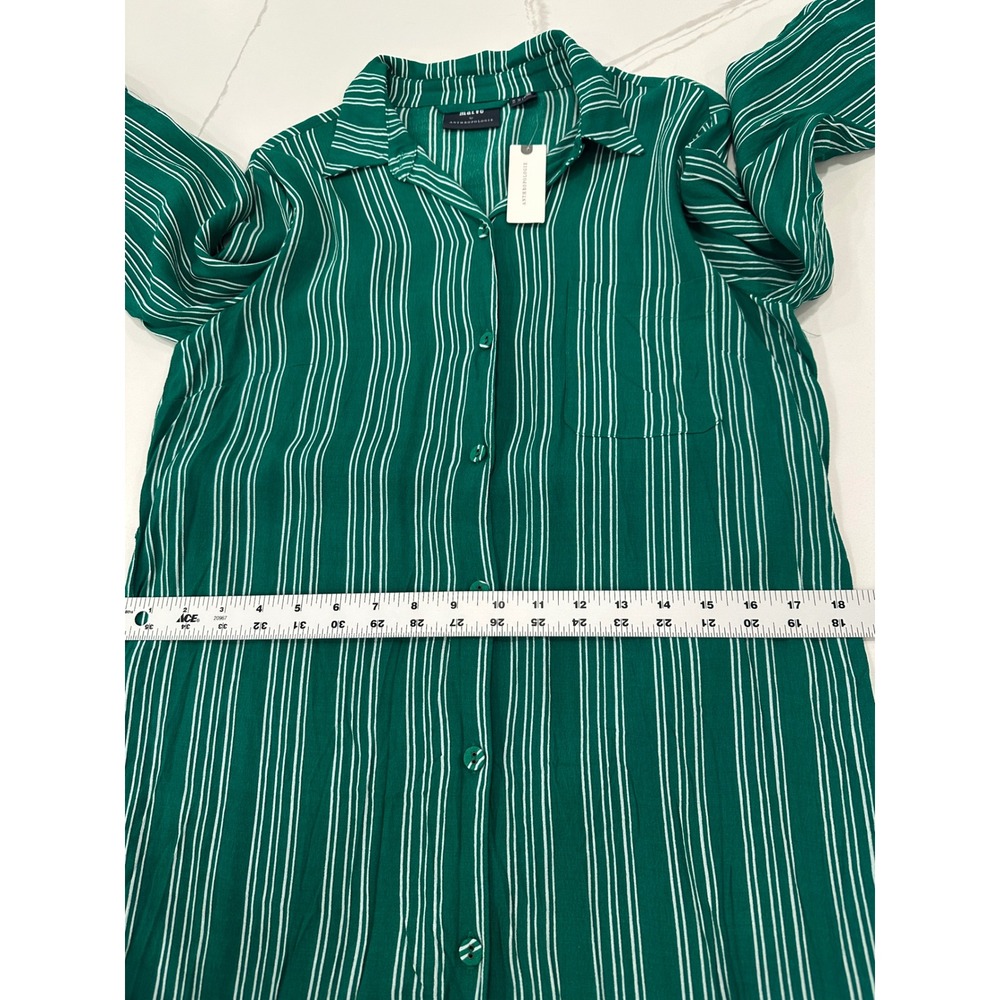 NWT Anthropologie Maeve Martina Belted Shirt Dress Sz 10 Green Striped Coastal - Picture 7 of 16